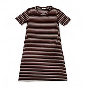 NET Ladies - Elegant Striped Midi Dress with Black, Red, and White Striped